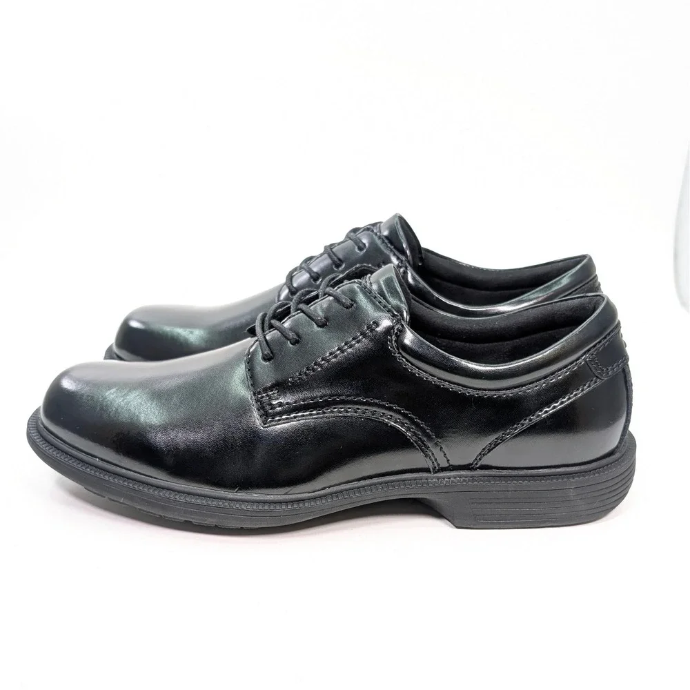 Nunn Bush Kore Baker Street Mens 9.5 Black Polished Plain Toe Oxford Dress Shoes